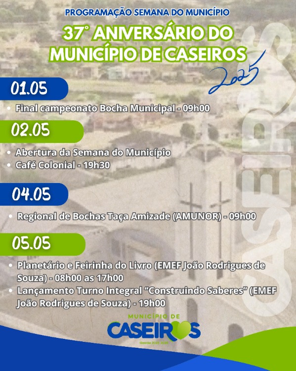 CALENDÁRIO DE EVENTOS - SEMANA DO MUNICÍPIO 